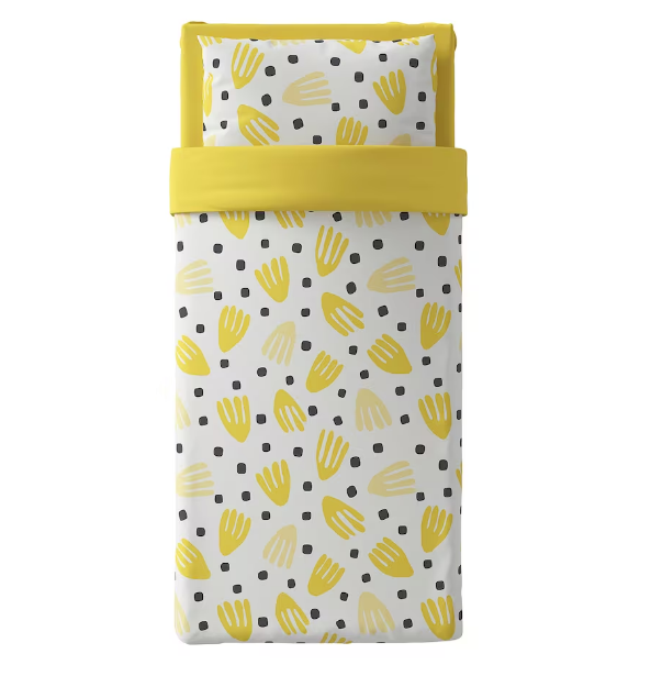 BỘ VỎ GỐI VÀ KHĂN TRẢI GIƯỜNG BRUKSVARA IKEA - HỌA TẾT VÀNG TRẮNG 150x200cm