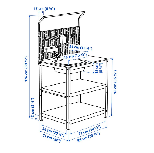 BỒN RỬA NGOÀI TRỜI GRILLSKÄR IKEA 86x61x176 cm