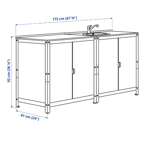 BỒN RỬA NGOÀI TRỜI GRILLSKÄR IKEA 172x61cm