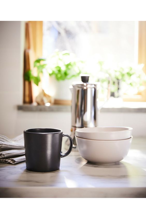 CỐC SỨ DINERA IKEA - Xám đậm 30 cl