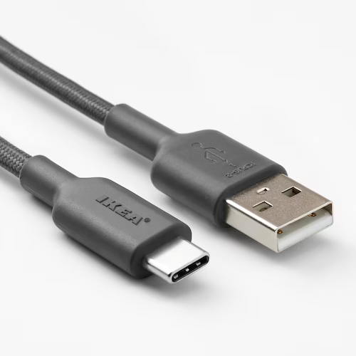 DÂY SẠC USB LILLHULT IKEA - XÁM ĐEN 1,5 m