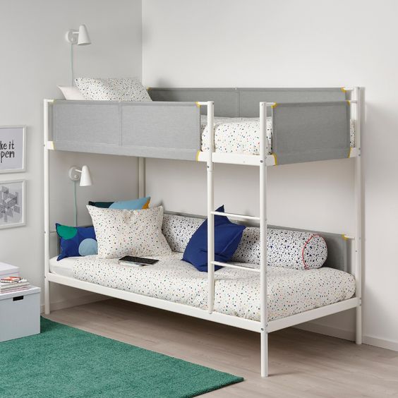 KHUNG GIƯỜNG TẦNG VITVAL IKEA - TRẮNG/XÁM NHẠT 90x200 cm