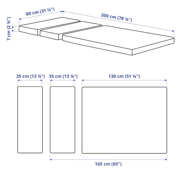 ĐỆM CHO GIƯỜNG MỞ RỘNG PLUTTEN IKEA 80x200 cm