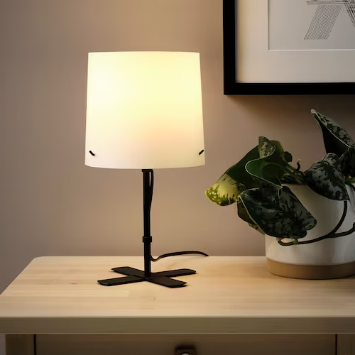 ĐÈN BÀN THỦY TINH BARLAST IKEA - ĐEN/TRẮNG 31 cm