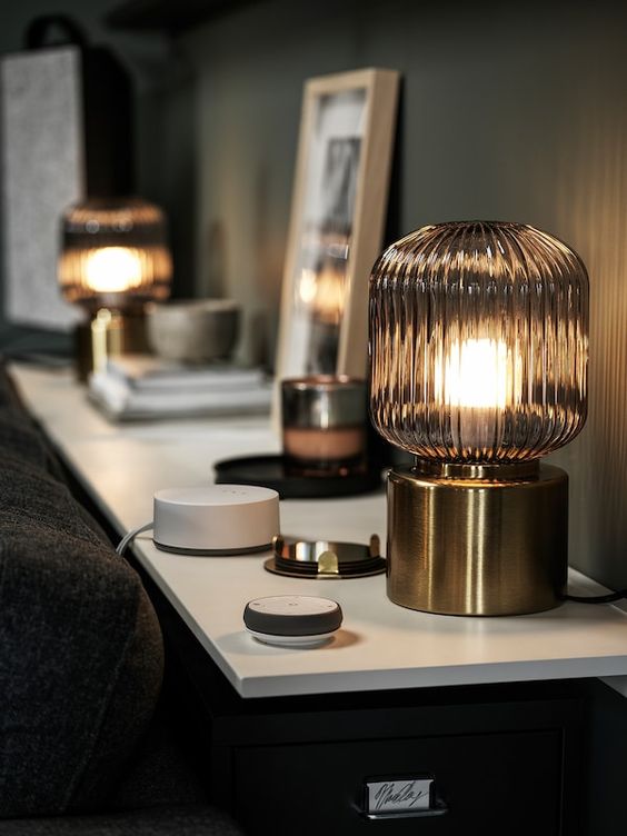 ĐÈN BÀN SOLKLINT IKEA - ĐỒNG/XÁM 28 cm