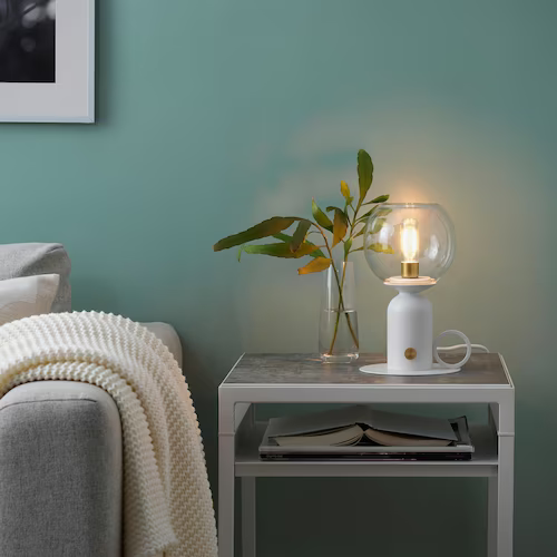 ĐÈN BÀN THỦY TINH ÅSKMULLER IKEA - TRẮNG 24 cm