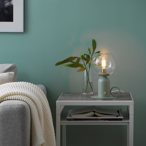 ĐÈN BÀN THỦY TINH ÅSKMULLER IKEA - XÁM XANH 24 cm