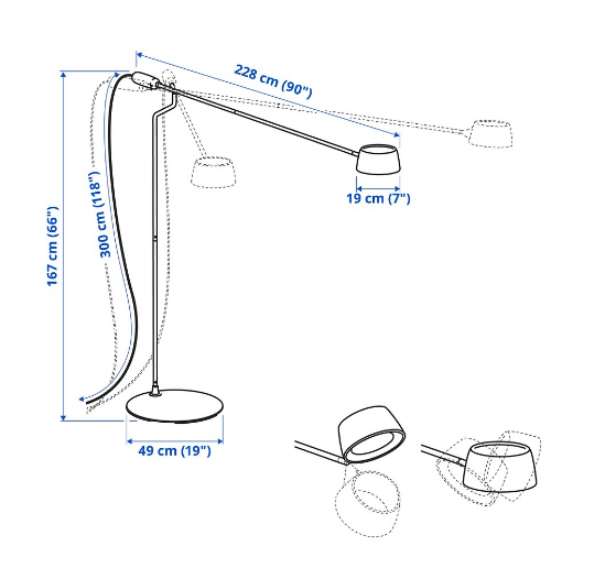 ĐÈN SÀN LED VÅGHÖJD IKEA - ĐEN