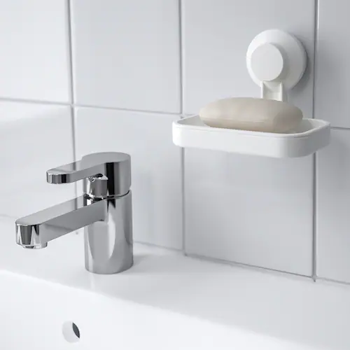 ĐĨA ĐỰNG XÀ PHÒNG HÚT CHÂN KHÔNG TISKEN IKEA - TRẮNG