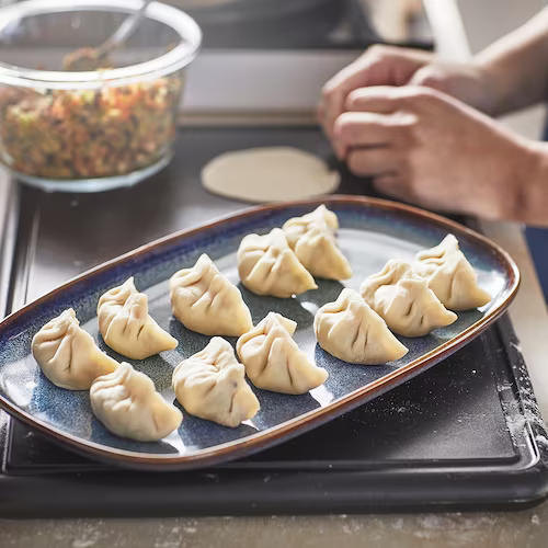 ĐĨA GLADELIG IKEA - XANH LAM 31x19 cm