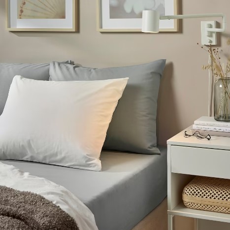 GA TRẢI GIƯỜNG DVALA IKEA - XÁM NHẠT 90x200 cm