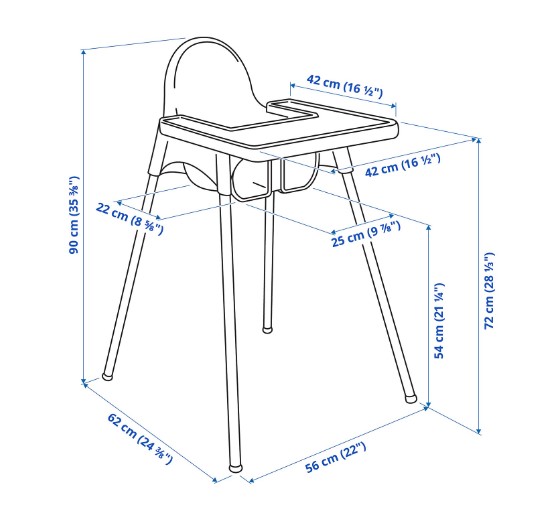 GHẾ ĂN DẶM CÓ MẶT BÀN CHO BÉ ANTILOP IKEA - TRẮNG