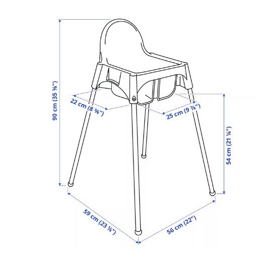 GHẾ ĂN DẶM CÓ ĐAI AN TOÀN CHO BÉ ANTILOP IKEA - TRẮNG