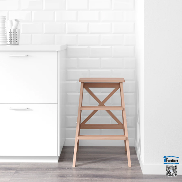 GHẾ BẬC THANG 3 BẬC BEKVÄM IKEA - Màu sồi (63 cm)