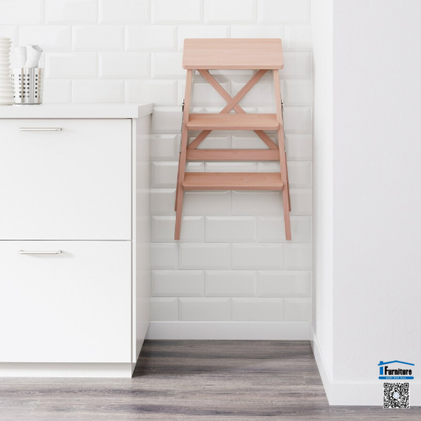 GHẾ BẬC THANG 3 BẬC BEKVÄM IKEA - Màu sồi (63 cm)