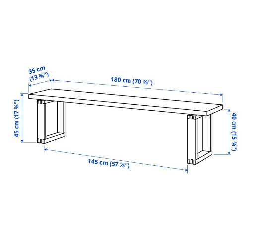 GHẾ BĂNG DÀI MÖRBYLÅNGA IKEA - NÂU 180 cm