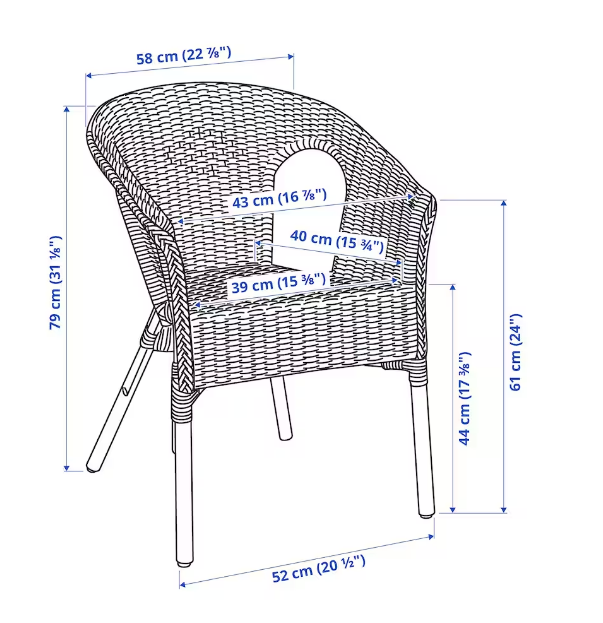GHẾ BÀNH MÂY AGEN IKEA - NÂU