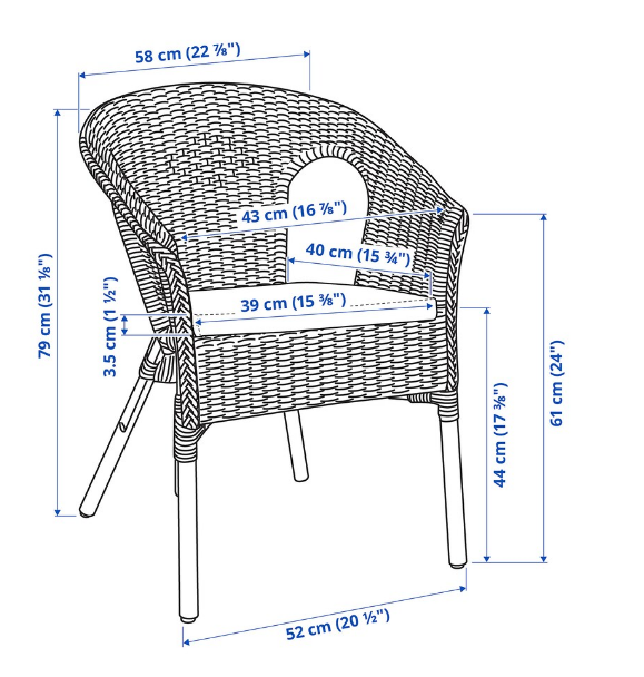 GHẾ BÀNH MÂY CÓ ĐỆM AGEN IKEA - NÂU