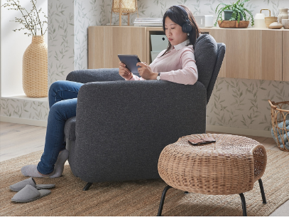 GHẾ BÀNH NGẢ EKOLSUND IKEA - XÁM ĐẬM