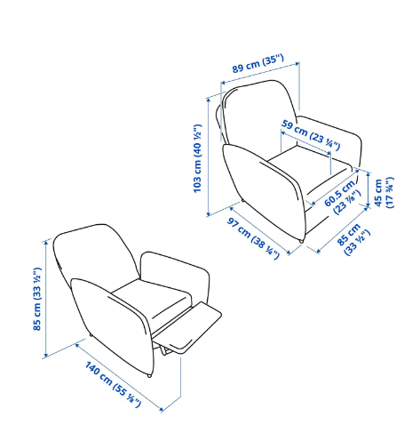 GHẾ BÀNH NGẢ EKOLSUND IKEA - XÁM ĐẬM