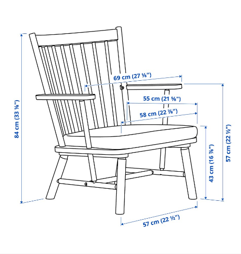 GHẾ BÀNH PERSBOL IKEA - NÂU ĐỎ/BE