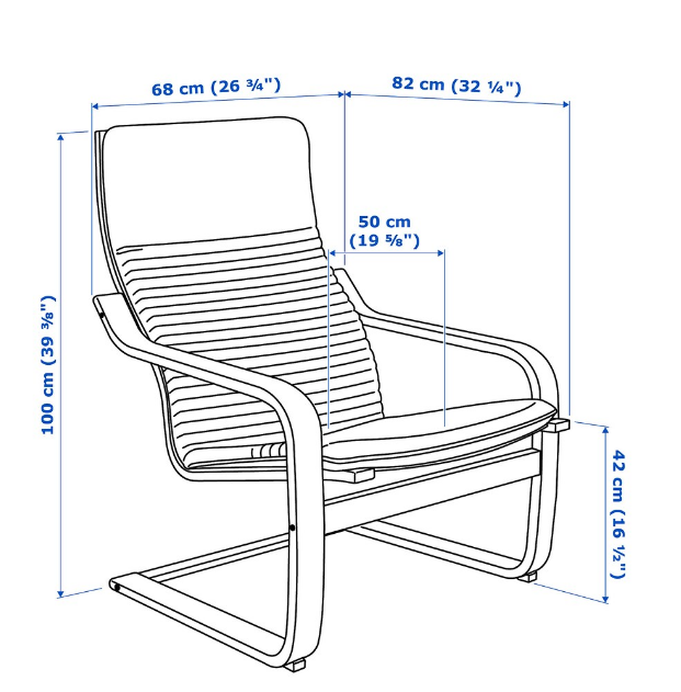 GHẾ BÀNH THƯ GIÃN POÄNG IKEA - VENEER BẠCH DƯƠNG / BE NHẠT