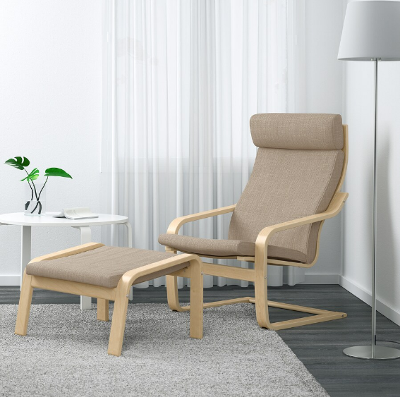 GHẾ BÀNH THƯ GIÃN POÄNG IKEA - VENEER BẠCH DƯƠNG / BE