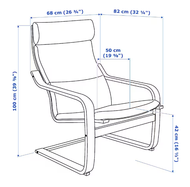 GHẾ BÀNH THƯ GIÃN POÄNG IKEA - VENEER BẠCH DƯƠNG / BE
