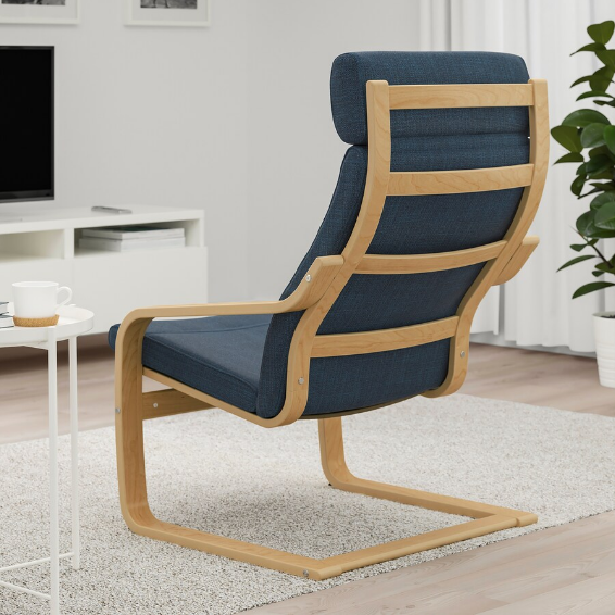 GHẾ BÀNH THƯ GIÃN POÄNG IKEA - VENEER BẠCH DƯƠNG / XANH ĐẬM