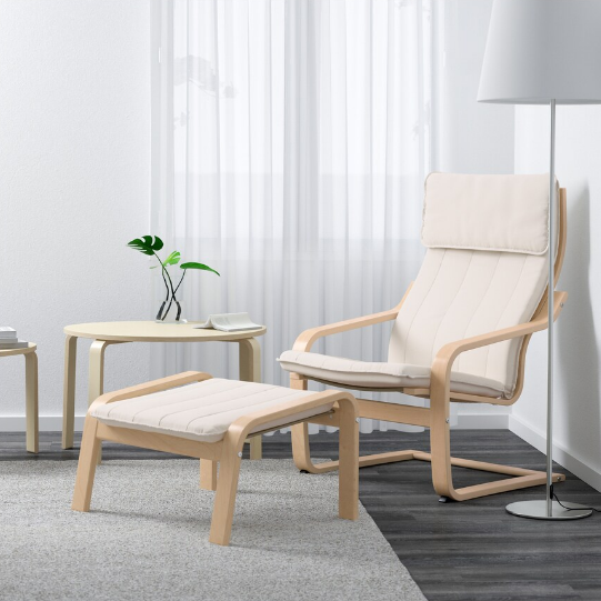 GHẾ BÀNH THƯ GIÃN POÄNG IKEA - VENEER BẠCH DƯƠNG / Ransta tự nhiên