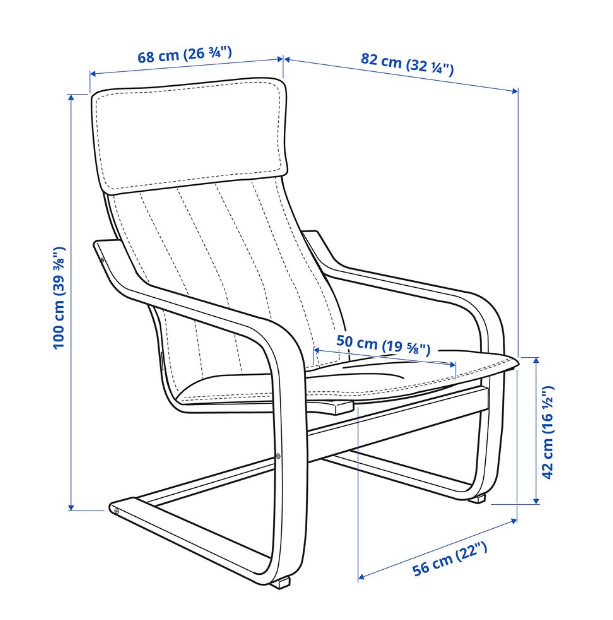 GHẾ BÀNH THƯ GIÃN POÄNG IKEA - VENEER BẠCH DƯƠNG / Ransta tự nhiên