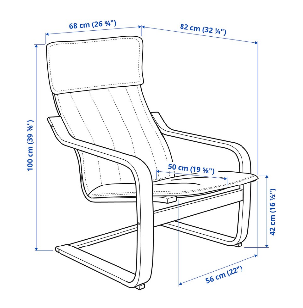 GHẾ BÀNH THƯ GIÃN POÄNG IKEA - VENEER BẠCH DƯƠNG / CAM