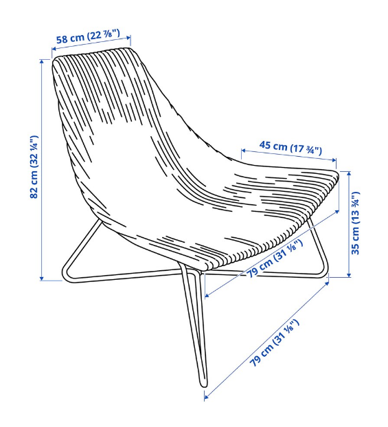 GHẾ BÀNH RÅDVIKEN IKEA - NÂU ĐẬM / ĐEN