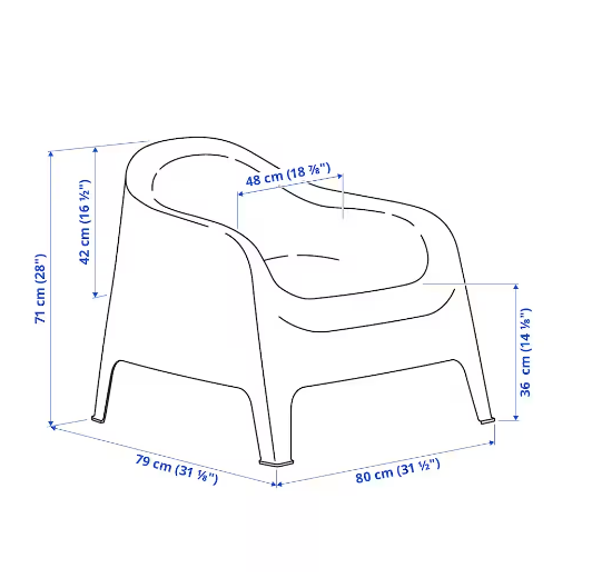 GHẾ BÀNH  NGOÀI TRỜI SKARPÖ IKEA - CAM (HÀNG LIMITED)