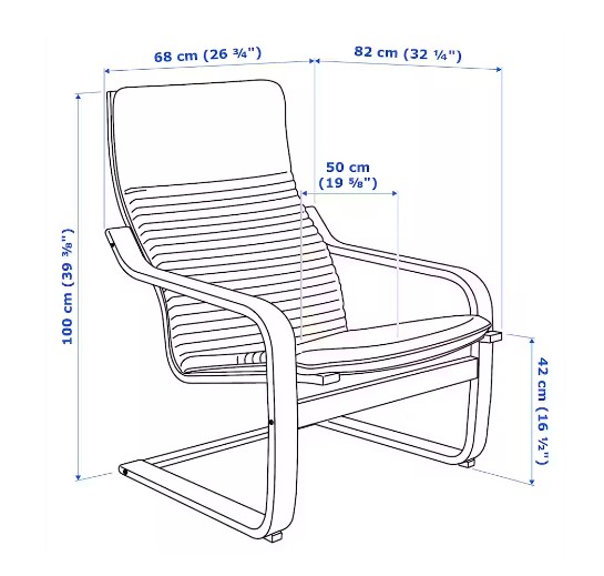 GHẾ BÀNH THƯ GIÃN POÄNG IKEA - NÂU / BE NHẠT Hillared