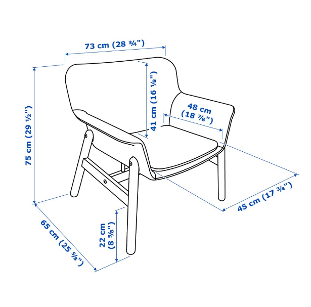 GHẾ BÀNH VEDBO IKEA - XÁM XANH