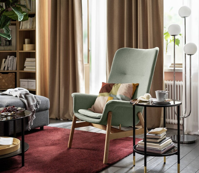 GHẾ BÀNH LƯNG CAO VEDBO IKEA - XANH NHẠT