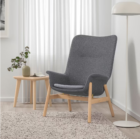 GHẾ BÀNH LƯNG CAO VEDBO IKEA - XÁM ĐẬM