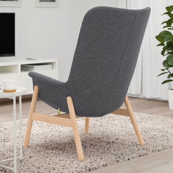 GHẾ BÀNH LƯNG CAO VEDBO IKEA - XÁM ĐẬM