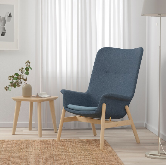 GHẾ BÀNH LƯNG CAO VEDBO IKEA - XANH XÁM