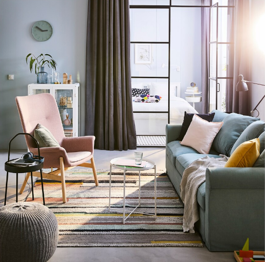 GHẾ BÀNH LƯNG CAO VEDBO IKEA - NÂU HỒNG NHẠT