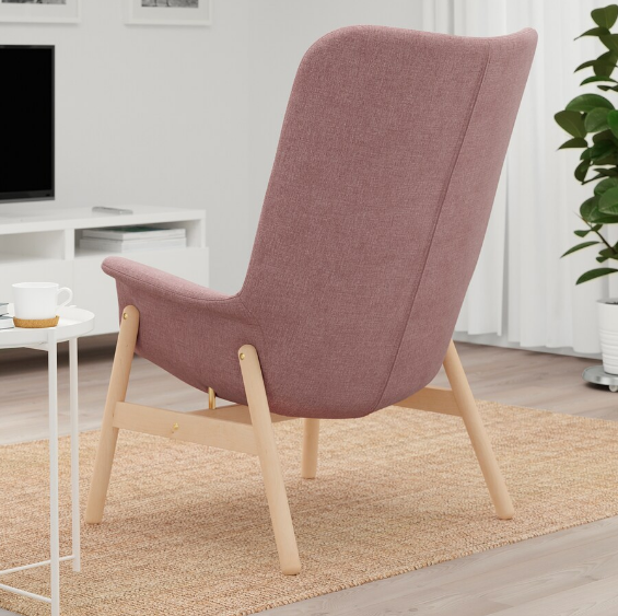 GHẾ BÀNH LƯNG CAO VEDBO IKEA - NÂU HỒNG NHẠT