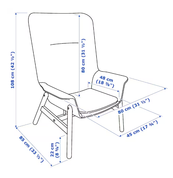 GHẾ BÀNH LƯNG CAO VEDBO IKEA - NÂU HỒNG NHẠT