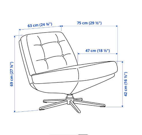 GHẾ BÀNH XOAY DYVLINGE IKEA - ĐEN