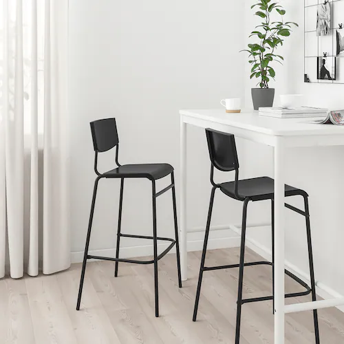 GHẾ QUẦY BAR CÓ TỰA LƯNG STIG IKEA  - ĐEN 74 cm