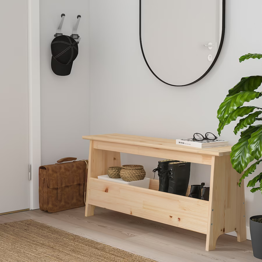 GHẾ DÀI CÓ NGĂN CHỨA PERJOHAN IKEA - GỖ THÔNG 100 cm