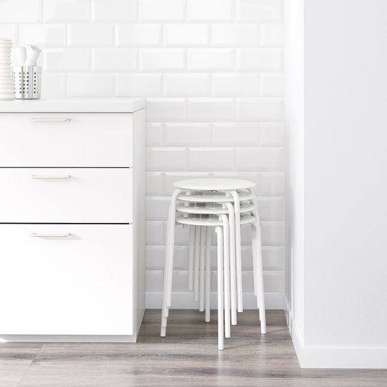GHẾ ĐẨU TRÒN MARIUS IKEA - TRẮNG 45 cm