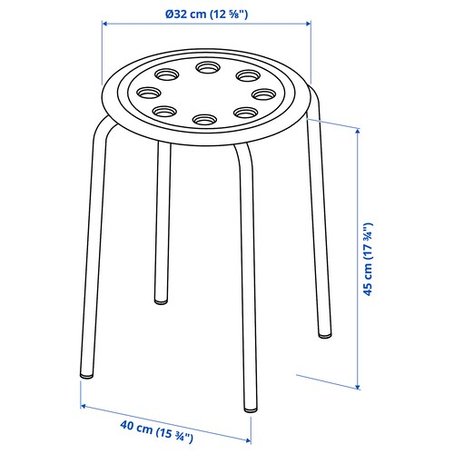 GHẾ ĐẨU TRÒN MARIUS IKEA - ĐỎ 45 cm