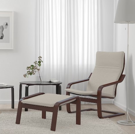 GHẾ ĐỂ CHÂN POÄNG IKEA - NÂU / BE NHẠT