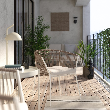 GHẾ CÓ ĐỆM NGOÀI TRỜI SEGERÖN IKEA - TRẮNG/BE